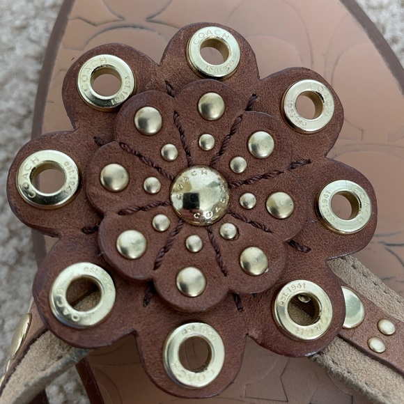 Coach Tan and Brown Flower Sandal - Picture 3 of 6